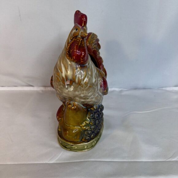 Rooster Chicken Ceramic Utensil Holder Plantar Vase Decorative Kitchen Barnyard - Picture 5 of 9